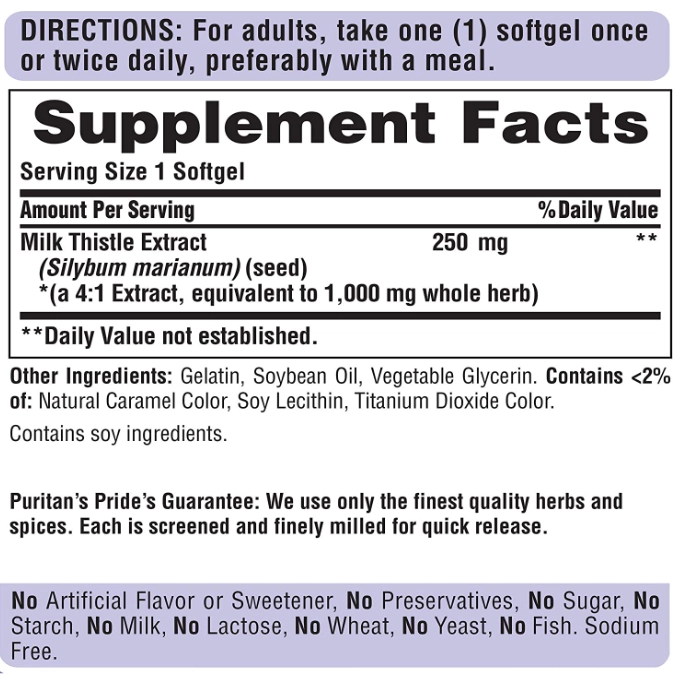 Milk Thistle, 1000mg, 90 Cápsulas, Puritan's Pride