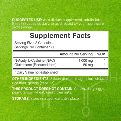 NAC 1000mg, Saúde Respiratória e Ação Antioxidante, 240 Cápsulas, Deal Supplement