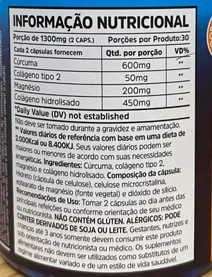 Desenflex, Cúrcuma, colágeno e Magnésio, 1300mg, 60 Cápsulas, Sunfood