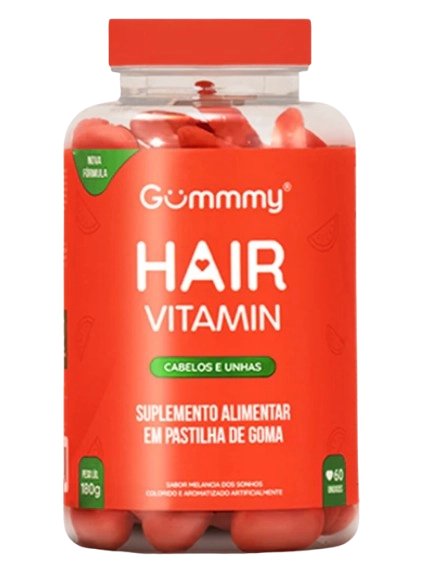 Gummy Hair, Cabelo, Pele e Unha, 60 Gomas Sabor Melancia, 180g
