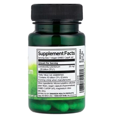 L. Plantarum, Probiótico 10 Bilhões de UFCs, 30 EMBO Cápsulas, Swanson