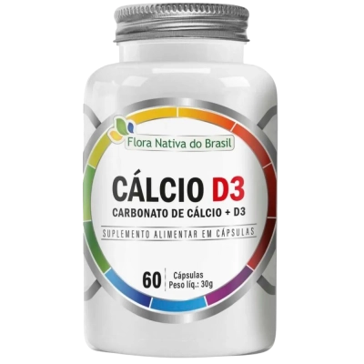 Cálcio D3 Carbonato de Cálcio +D3, 60 cápsulas, Flora Nativa do Brasil