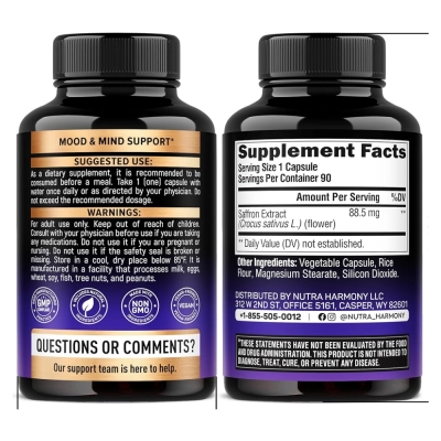 Extrato De Açafrão, Humor, Foco e Visão, 88.5mg, 90 Cápsulas, Nutraharmony