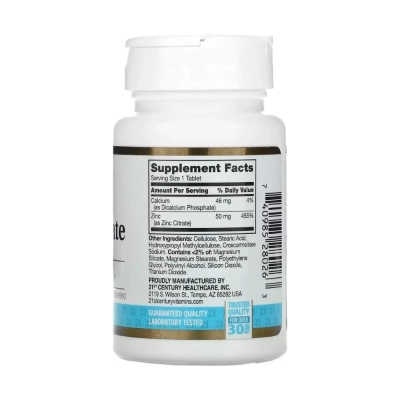 Zinco, 50mg, 60 Comprimidos, 21st Century