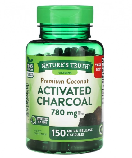 Charcoal, Carvão Ativado com Coco Premium 780mg, 150 Cápsulas, Nature's Truth