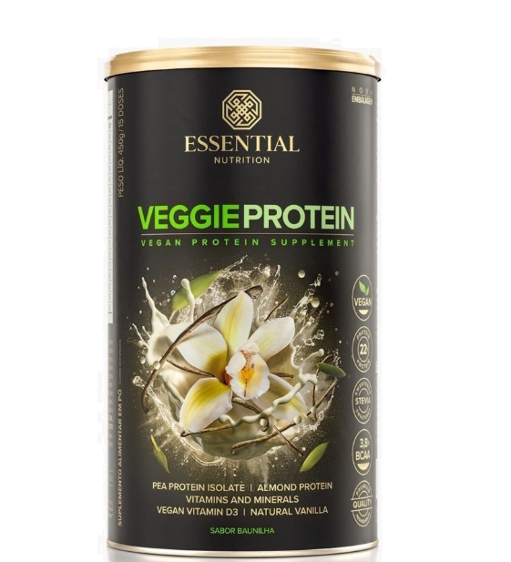 Veggie Protein Vanilla, Sabor Baunilha 450g, Essential Nutrition