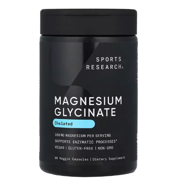 Glicinato de Magnésio 80mg, 90 Cápsulas, Sports Research
