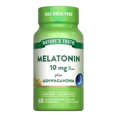 Melatonina Com Ashwagandha, 10 mg, 60 Cápsulas, Nature's Truth Melatonina Com Ashwagandha, 10 mg, 60 Cápsulas, Nature's Truth