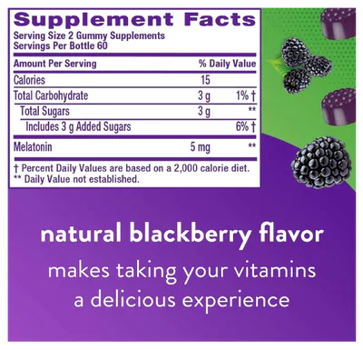 Melatonina 5mg, 120 Gomas, Sabor Blackberry, Vitafusion