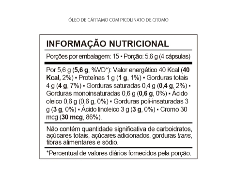 Óleo Cártamo com Picolinato de Cromo, 60 Cápsulas, QualyNutri