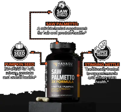 Saw Palmetto Fórmula 3X, Apoio à próstata, Havasu Nutrition