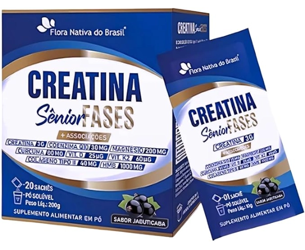 Creatina Sênior Fases, 20 Sachês Sabor Jabuticaba, Flora Nativa