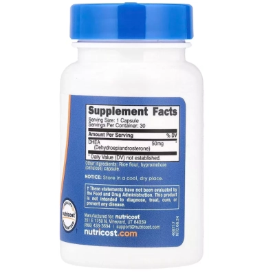 DHEA 50mg, 30 Cápsulas, Nutricost
