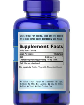 MSM, Metilsulfonilmetano, 1000mg, 120 Cápsulas, Puritan's Pride