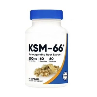 Ashwagandha KSM-66 600mg, Estresse, Energia e Performance no Dia a Dia, 60 Cápsulas, Nutricost