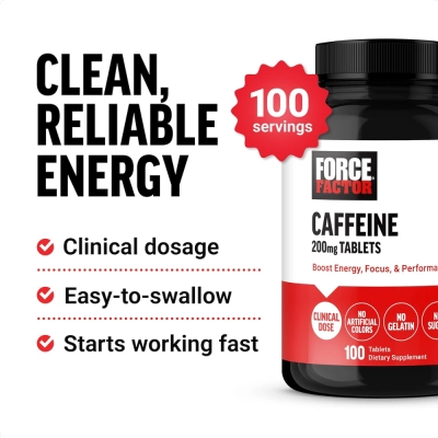 Cafeína, 200 Mg, Force Factor, 100 Comprimidos - Force Factor