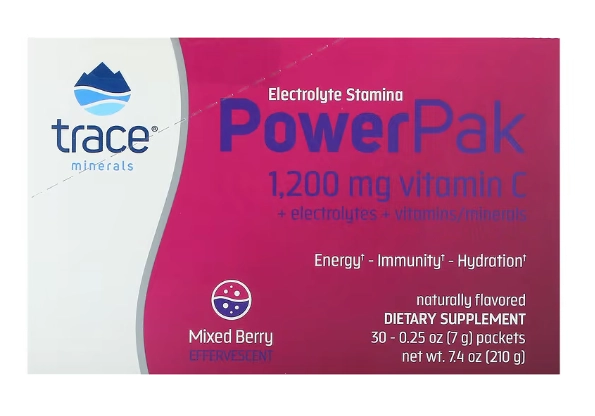 Electrolyte Stamina PowerPak, Mixed Berry, 30 Pacotes,7g Cada, Trace Minerals