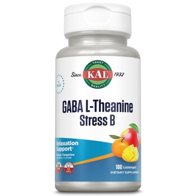 GABA L-Theanine Stress B, para Alívio do Estresse,  100 Pastilhas Sabor Manga e Tangerina, KAL