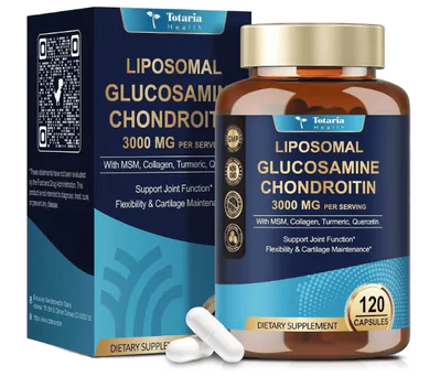 Liposomal, Glucosamina Condroitina com MSM e Colágeno 3000mg, 120 Cápsulas, Totaria Health