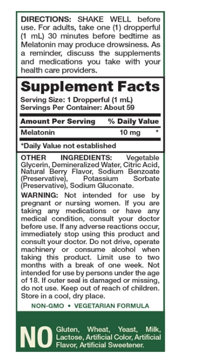 Melatonina 10mg, 59ml, Sabor Cereja, Nature's Truth