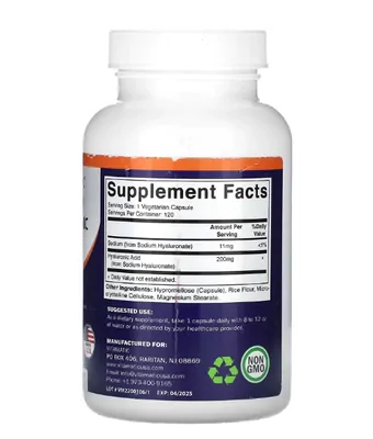 Ácido Hialurônico 200mg, 120 Cápsulas, Vitamatic