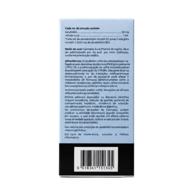 Extrato de CBD, 50mg, 10ml,  Aurapharma