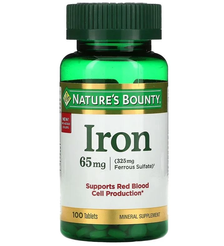Ferro, 65 mg, 100 Comprimidos, Natures Bounty