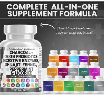 Probiótico 200B, Enzimas digestivas, Shilajit, Hortelã-pimenta, Alcaçuz, 60 Cápsulas, Clean Nutraceuticals