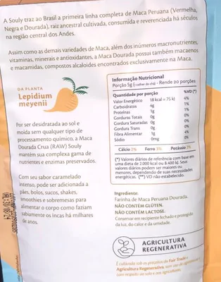 Maca Dourada em Pó (Crua), 100g, Souly