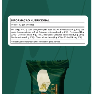 Barra Proteica Bacio di Latte, 3 Unidades 40g Cada, Sabor Pistache com Chocolate Branco, Nutrata