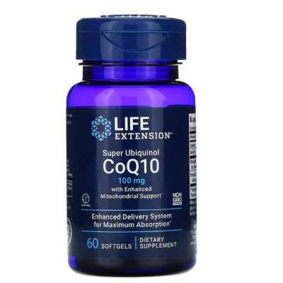Super Ubiquinol Coenzima CoQ10, 100mg, 60 Cápsulas, Life Extension