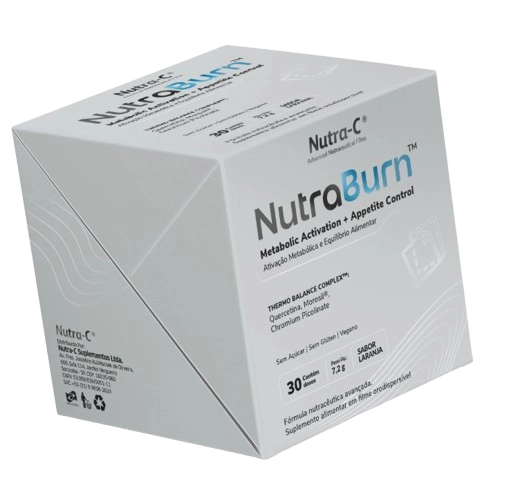 NutraBurn, Auxilio ao Controle da Compulsão alimentar e Metabolismo, 30 Filmes Orodispersíveis Sabor Laranja, Nutra-C