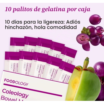 Coleology Geleia para Movimentos Intestinais com Fibra Prebiótica e Polidextrose, 10 Sachês de 25g,  Foodology