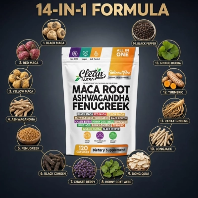 Maca Root, Ashwagandha e Fenugreek, Auxilia no Humor, 120 Cápsulas, Clean Neutraceuticals