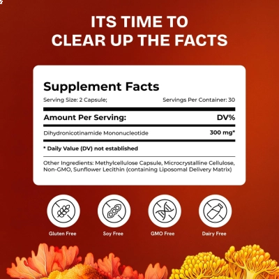 Liposomal NMNH, Máxima Biodisponibilidade, 300mg, 60 Cápsulas, Resurrected Health