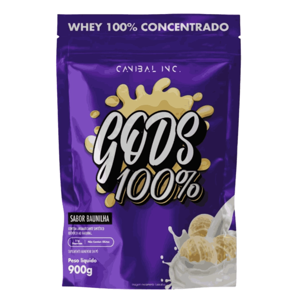 Whey Protein 100% Concentrado Gods 900g, Sabores – Canibal Inc