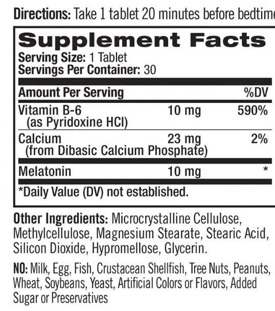 Melatonina 10mg, 30 Tablets Time Release, Natrol