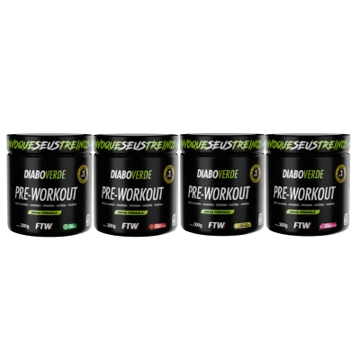 Pré Treino, Diabo Verde Pre-Workout, 300g Sabores, FTW