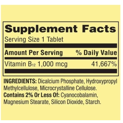 Vitamina B12, 1000mcg, 60 Comprimidos, Spring Valley