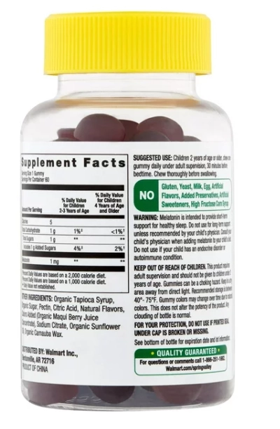 Melatonina Kids 1mg, 60 Gomas Sabor framboesa, Spring Valley