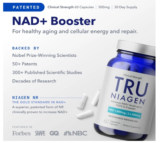 TRU Niagen Pro, 1000Mg, NAD + Nicotinamide Riboside, 60 Cápsulas