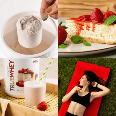 True Whey, Isolado e Hidrolisado, Sabor Strawberry Chessecake, 837g, True Source