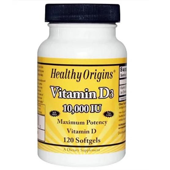 Vitamina D3 10,000UI, 120 Softgels, Healthy Origins