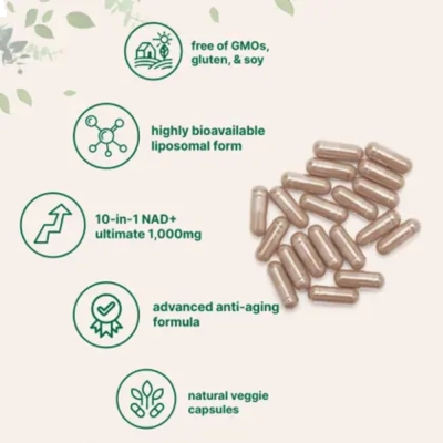 Liposomal NAD+ Ultimate Complex 1000mg, 60 Cápsulas Veganas, Micro Ingredients 