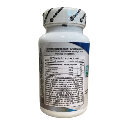 Quad Magnésio, (Dimalato, Taurato , Citrato, Bisglicinato) 1500mg,  60 Cápsulas, Nutrivitalle