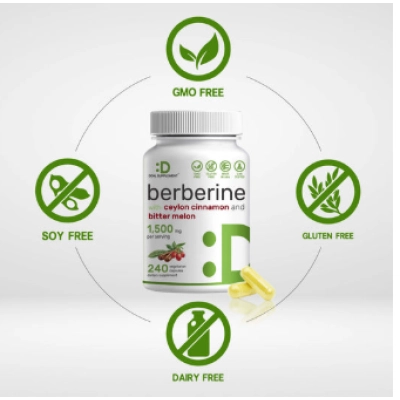 Berberina 1500mg, com Canela do Ceilão e Melão Amargo, 240 Cápsulas, Deal Supplement