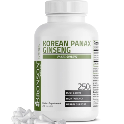 Korean Panax Ginseng 100mg, Cápsulas Opções, Bronson
