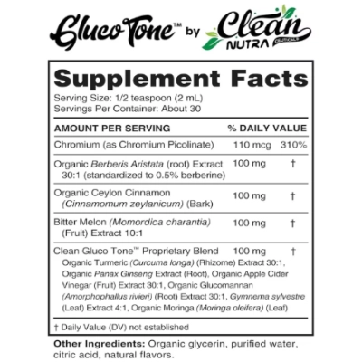 Equilíbrio da Glicemia com Berberina, Canela do Ceilão, Gymnema, cromo, Cúrcuma e ginseng, 59 ml, Clean Nutra