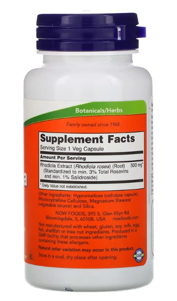 Rhodiola, 500mg, 60 Cápsulas, Now