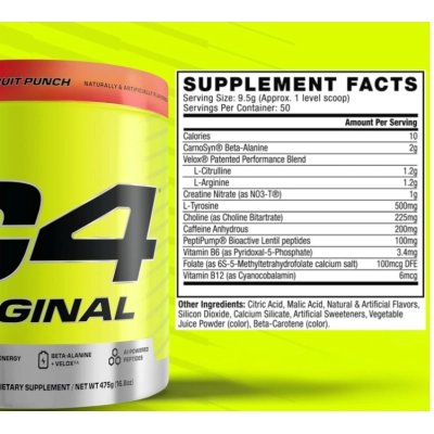 Pré-Treino C4 com Creatina, Beta-Alanina, Citrulina, Cafeína e Óxido Nítrico, Sabores, 50 Doses, Cellucor